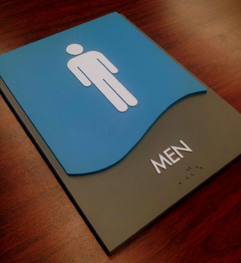 Novacryl PT Series men's room sign