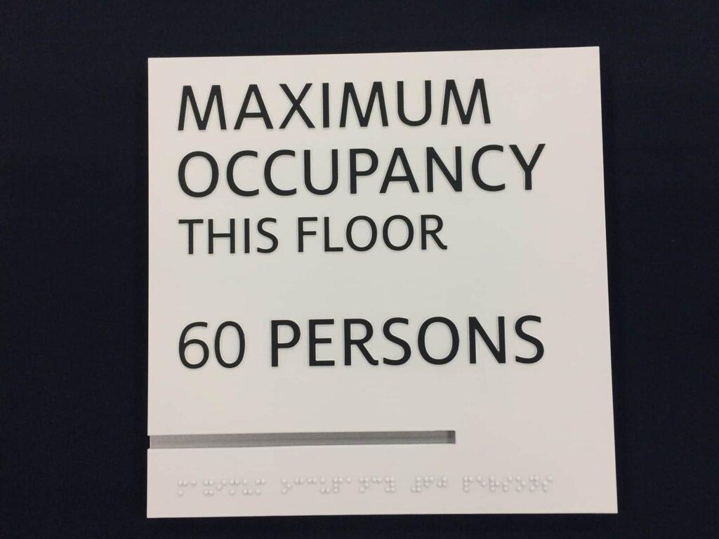 Novacryl PT 118 maximum occupancy sign