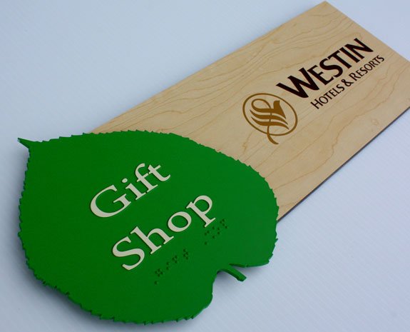 Westin Hotels gift shop ADA signage