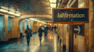 Wayfinding signs help travelers navigate a subway system.