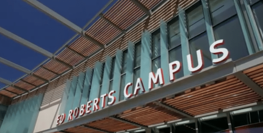 Image of the Ed Roberts Campus, showcasing its accessible design features and inviting entrance that exemplifies universal design principles.