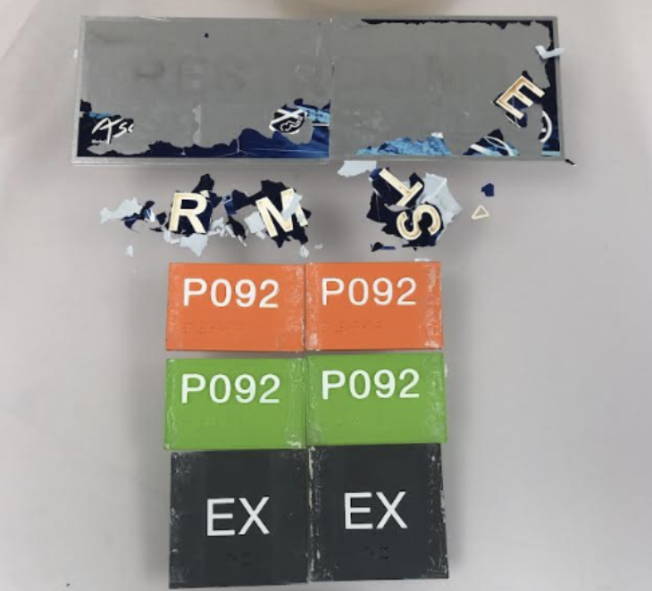 Degradation of exterior signs after 10 years in the elements.