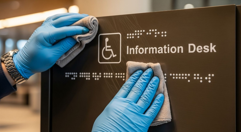 chemical-resistant ADA signage at the hospital