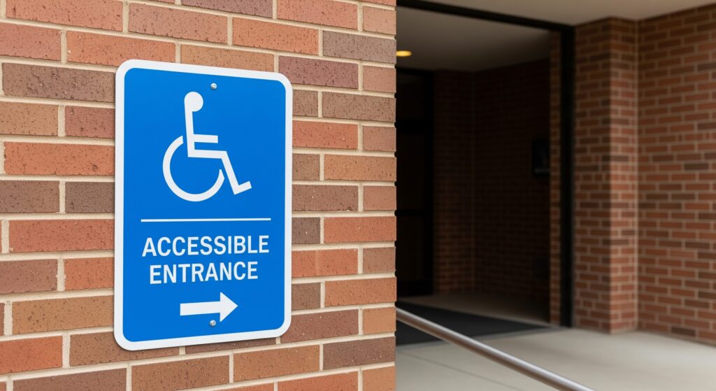 Image illustrating ADA sign compliance standards in public spaces.