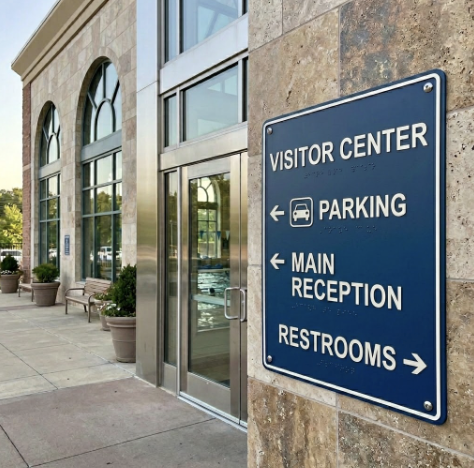 Novacryl EX Series photopolymer sign on the exterior of a building, designed to withstand heat and sun exposure.